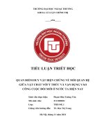 TIỂU LUẬN TRIẾT học QUAN điểm DUY vật BIỆN CHỨNG về mối QUAN hệ GIỮA vật CHẤT với ý THỨC và vận DỤNG vào CÔNG CUỘC đổi mới ở nước TA HIỆN NAY 