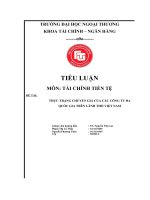 TIỂU LUẬN môn tài CHÍNH TIỀN tệ đề tài THỰC TRẠNG CHUYỂN GIÁ của các CÔNG TY đa QUỐC GIA TRÊN LÃNH THỔ VIỆT NAM 