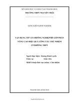 SKKN Vận dụng tư vấn hướng nghiệp để góp phần nâng cao hiệu quả công tác chủ nhiệm ở trường THPT