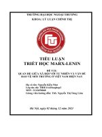 TIỂU LUẬN TRIẾT học MARX LENIN đề tài QUAN hệ GIỮA xã hội với tự NHIÊN và vấn đề bảo vệ môi TRƯỜNG ở VIỆT NAM HIỆN NAY 