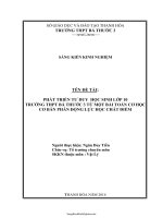 SKKN Phát triển tư duy học sinh lớp 10 trường THPT Bá Thước 3 từ một bài toán cơ học cơ bản phần độn...