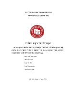 TIỂU LUẬN TRIẾT học đề tài QUAN điểm DUY vật BIỆN CHỨNG về mối QUAN hệ GIỮA vật CHẤT với ý THỨC và vận DỤNG vào CÔNG CUỘC đổi mới ở nước TA HIỆN NAY 