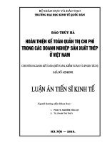 (Luận án tiến sĩ) Hoàn thiện kế toán quản trị chi phí trong các doanh nghiệp sản xuất thép ở Việt Nam