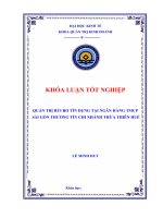 Khóa luận tốt nghiệp quản trị rủi ro tín dụng tại ngân hàng TMCP sài gòn thương tín chi nhánh thừa thiên huế