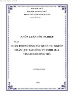 Khóa luận tốt nghiệp hoàn thiện công tác quản trị nguồn nhân lực tại công ty TNHH may vinatex hương trà