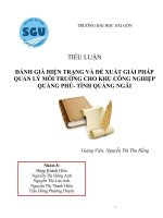 TIỂU LUẬN ĐÁNH GIÁ HIỆN TRẠNG và đề XUẤT GIẢI PHÁP QUẢN lý môi TRƯỜNG CHO KHU CÔNG NGHIỆP QUẢNG PHÚ  TỈNH QUẢNG NGÃI 