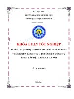 Khóa luận tốt nghiệp hoàn thiện hoạt động content marketing thông qua kênh trực tuyến của công ty TNHH lắp đặt camera hà nội