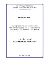 (Luận án tiến sĩ) Tác động của thay đổi công nghệ đến chuyển dịch cơ cấu lao động ngành công nghiệp chế biến, chế tạo Việt Nam
