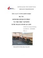TIỂU LUẬN ý TƯỞNG KHỞI NGHIỆP dự án KINH DOANH QUÁN PHỤC vụ VIỆC học tập kèm nước PEACE STUDY  CAFE 