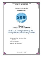 TIỂU LUẬN cơ sở văn hóa VIỆ t NAM đề ế tài ng c ảnh hưở ủa tri t lý âm – dương đến tính cách c i vi t 