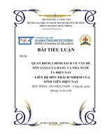 TIỂU LUẬN đề tài QUAN điểm, CHÍNH SÁCH về vấn đề tôn GIÁO của ĐẢNG và NHÀ nước TA HIỆN NAY – LIÊN hệ đến TRÁCH NHIỆM của SINH VIÊN HIỆN NAY 