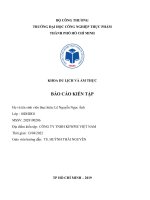 KHOA DU LỊCH và ẩm THỰC báo cáo KIẾN tập  địa điểm kiến tập CÔNG TY TNHH KEWPIE VIỆT NAM 