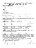 Đề thi đánh giá năng lực Đại học Bách Khoa - ĐHQG Hà Nội năm 2022 lần 1 có đáp án