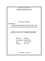 Tình hình mắc bệnh trên đàn bò sữa nuôi tại công ty bò sữa công nghệ cao phú yên  