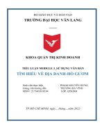 TIỂU LUẬN MODULE 3 sử DỤNG văn bản tìm HIẺU về dịa DANH hồ gươm 