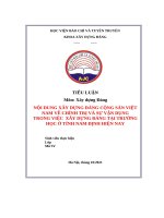 TIỂU LUẬN môn xây dựng đảng nội DUNG xây DỰNG ĐẢNG CỘNG sản VIỆT NAM về CHÍNH TRỊ và sự vận DỤNG TRONG VIỆC xây DỰNG ĐẢNG tại TRƯỜNG học ở TỈNH NAM ĐỊNH HIỆN NAY 