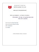 TIỂU LUẬN MODULE 3 – sử DỤNG văn BẢNG 1 tìm HIỂU về dự án KINH DOANH TRÀ sữa KOOL 