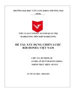 TIỂU LUẬN CUỐI kỳ NGÀNH QUẢN TRỊ MARKETING môn b2b MARKETING đề tài xây DỰNG CHIẾN lược b2b HONDA VIỆT NAM 