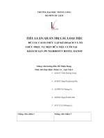TIỂU LUẬN QUẢN TRỊ các LOẠI TIỆC đề tài CÁCH THỨC lập kế HOẠCH và tổ CHỨC PHỤC vụ một bữa TIỆC cưới tại KHÁCH sạn JW MARRIOTT HOTEL HANOI 