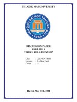 DISCUSSION PAPER ENGLISH 4 TOPIC RELATIONSHIP