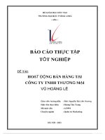 BÁO cáo TH ực tập tốt NGHIỆP đề tài HOẠT ĐỘNG bán HÀNG tại CÔNG TY TNHH t i HƯƠNG mạ vũ HOÀNG lê 