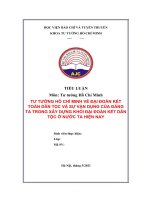 TIỂU LUẬN môn tư tưởng hồ chí minh tư TƯỞNG hồ CHÍ MINH về đại đoàn kết TOÀN dân tộc và sự vận DỤNG của ĐẢNG TA TRONG xây DỰNG KHỐI đại đoàn kết dân tộc ở nước TA HIỆN NAY 