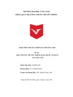 NHẬP môn TRUYỀN THÔNG đa PHƯƠNG TIỆN đề tài học THUYẾT TRUYỀN THÔNG ĐANG được áp DỤNG tại VIỆT NAM 