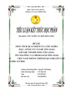 PHÂN TÍCH QUAN điểm của CHỦ NGHĨA mác  LÊNIN về vấn đề tôn GIÁO  LIÊN hệ với đời SỐNG tôn GIÁO, tín NGƯỠNG và CHÍNH SÁCH tôn GIÁO ở VIỆT NAM TRONG THỜI kì QUÁ độ 