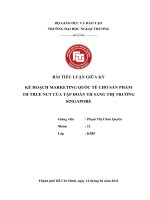 TIỂU LUẬN GIỮA kỳ kế HOẠCH MARKETING QUỐC tế CHO sản PHẨM TH TRUE NUT của tập đoàn TH SANG THỊ TRƯỜNG SINGAPORE