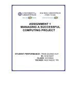 ASSIGNMENT 1 MANAGING a SUCCESSFUL COMPUTING PROJECT unit 06 managing a successful computing project 
