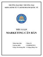 Đề tài: Phân tích các yếu tố môi trường MKT vi mô đến hoạt động MKT của công tycửa hàng đó. Phân tích hoạt động điều chỉnh công cụ xúc tiến của công tycửa hàng để thích ứng với các yếu tố tác động đã phân tích ở trên.