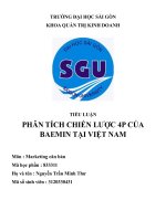 TIỂU LUẬNPHÂN TÍCH CHIẾN LƯỢC 4P CỦA BAEMIN TẠI VIỆT NAM