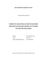 Nghiên cứu ảnh hưởng của một số sản phẩm nano kim loại lên sinh trưởng và tỷ lệ sống của tôm thẻ chân trắng   