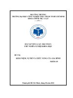 TẬP TIỂU LUẬN học PHẦN CHỦ NGHĨA xã hội KHOA học đề tài KHÁI NIỆM, vị TRÍ và CHỨC NĂNG của GIA ĐÌNH 