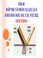 Bài 48. Hấp thụ và phản xạ lọc lựa ánh sáng. Màu sắc các vật