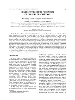 Generic structure potential of course description