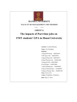 The impacts of part time jobs on FMT students GPA in hanoi university 