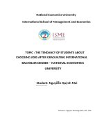 THE TENDANCY OF STUDENTS ABOUT CHOOSING JOBS AFTER GRADUATING INTERNATIONAL BACHELOR DEGREE – NATIONAL ECONOMICS UNIVERSITY 