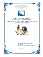 KHÓA LUẬN TỐT NGHIỆP KẾ TOÁN DOANH THU, CHI PHÍ VÀ XÁC ĐỊNH KẾT QUẢ HOẠT ĐỘNG KINH DOANH TẠI CÔNG TY TNHH SUB1