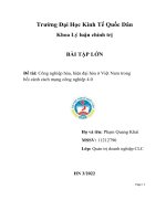 BÀI tập lớn đề tài công nghiệp hóa, hiện đại hóa ở việt nam trong bối cảnh cách mạng công nghiệp 4 0 