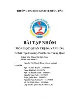BÀI tập NHÓM môn học QUẢN TRỊ đa văn hóa đề bài tạo country profile của trung quốc 