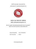 ĐỀ tài CHIẾN lược KINH DOANH QUỐC tế của tập đoàn TRUNG NGUYÊN LEGEND tại THỊ TRƯỜNG mỹ 