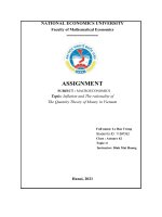 ASSIGNMENT SUBJECT  MACROECONOMICS topic inflation and the rationality of the quantity theory of money in vietnam 