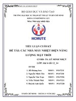 TIỂU LUẬN CUỐI kỳ đề tài các NHÀ máy NHIỆT điện NĂNG LƯỢNG mặt TRỜI 
