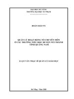 Quản lý hoạt động tổ chuyên môn ở các trường tiểu học huyện núi thành tỉnh quảng nam 