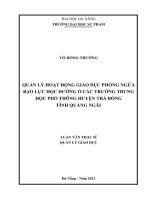 Quản lý hoạt động giáo dục phòng ngừa bạo lực học đường ở các trường trung học phổ thông huyện trà bồng tỉnh quảng ngãi 