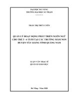 Quản lý hoạt động phát triển ngôn ngữ cho trẻ 5   6 tuổi tại các trường mầm non huyện tây giang, tỉnh quảng nam 