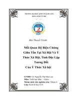 Mối quan hệ biện chứng giữa tồn tại xã hội và ý thức xã hội, tính độc lập tương đối của ý thức xã hội 
