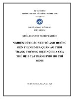 NGHIÊN CỨU CÁC YẾU TỐ ẢNH HƯỞNG ĐẾN Ý ĐỊNH MUA QUẦN ÁO THỜI TRANG THƯƠNG HIỆU NỘI ĐỊA CỦA THẾ HỆ Z TẠI THÀNH PHỐ HỒ CHÍ MINH