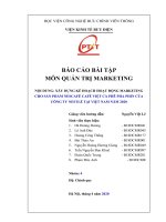 XÂY DỰNG kế HOẠCH HOẠT ĐỘNG MARKETING CHO sản PHẨM NESCAFÉ CAFÉ VIỆT cà PHÊ PHA PHIN của CÔNG TY NESTLÉ tại VIỆT NAM năm 2020 